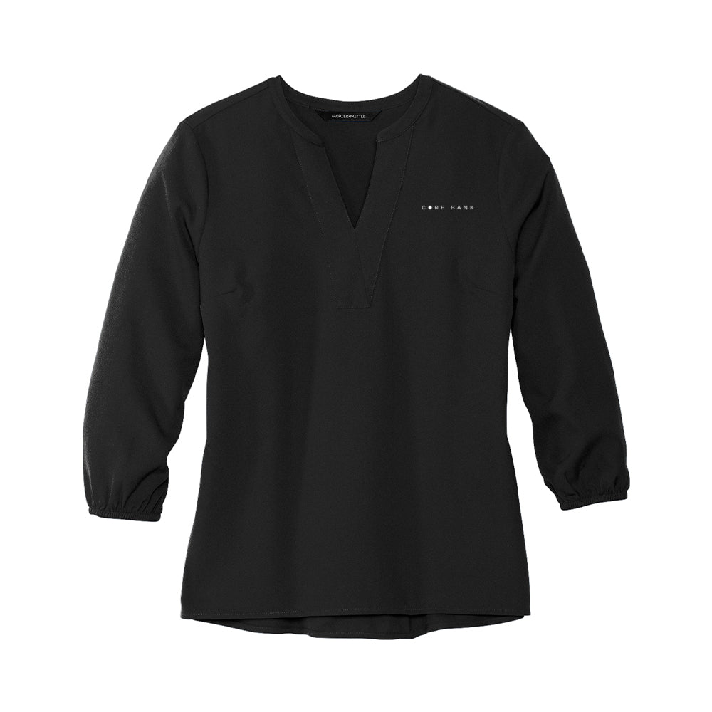 MERCER+METTLE Women's Stretch Crepe 3/4-Sleeve Blouse