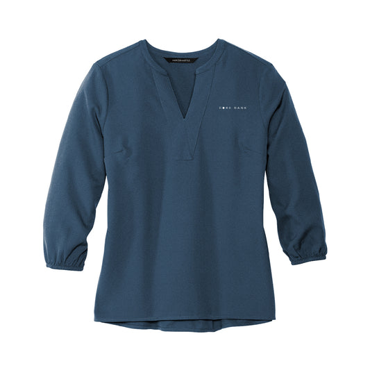 MERCER+METTLE Women's Stretch Crepe 3/4-Sleeve Blouse