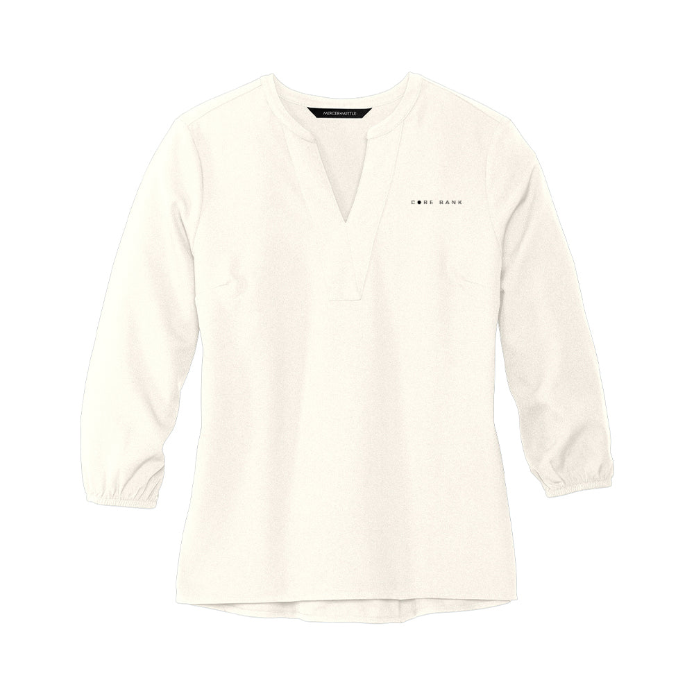 MERCER+METTLE Women's Stretch Crepe 3/4-Sleeve Blouse