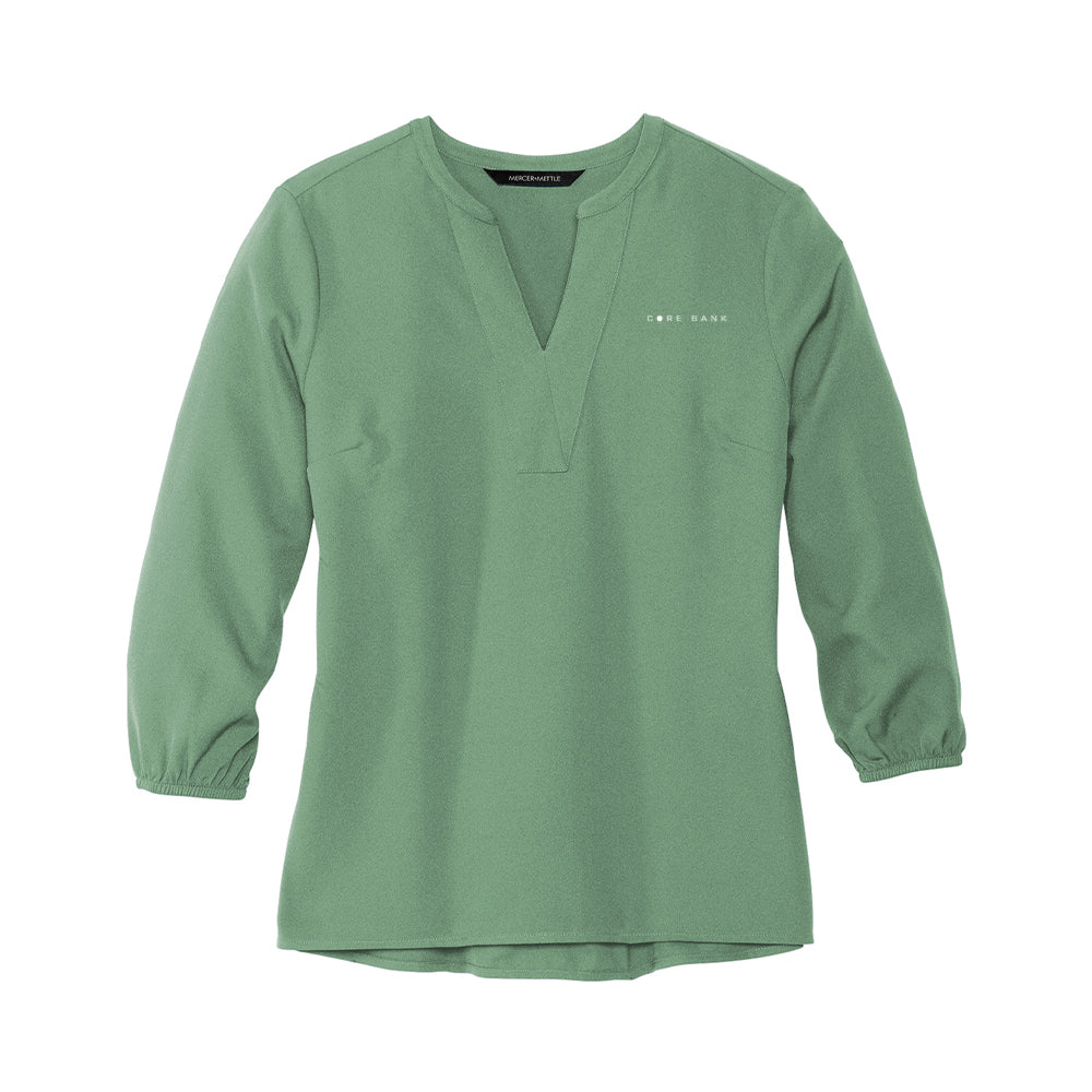 MERCER+METTLE Women's Stretch Crepe 3/4-Sleeve Blouse