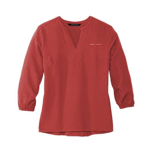 MERCER+METTLE Women's Stretch Crepe 3/4-Sleeve Blouse