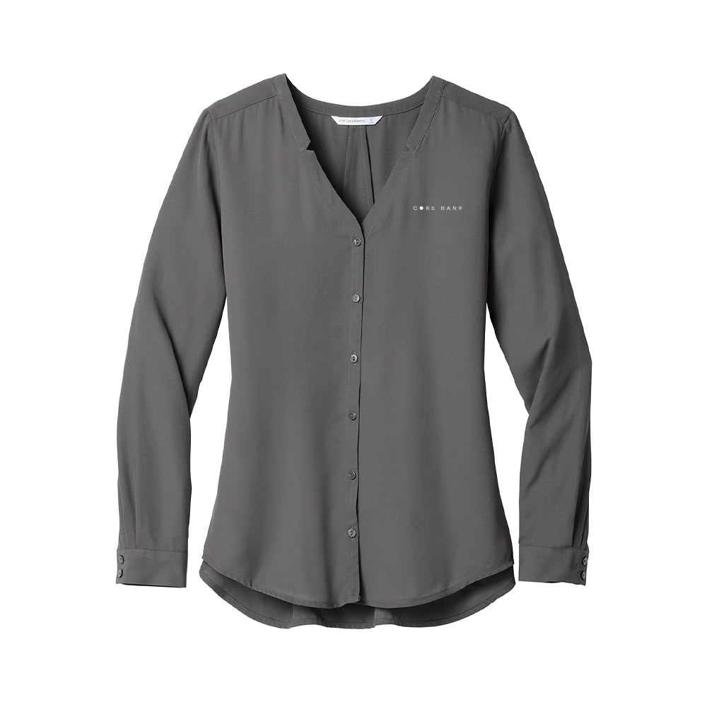 Port Authority Ladies Long Sleeve Button-Front Blouse