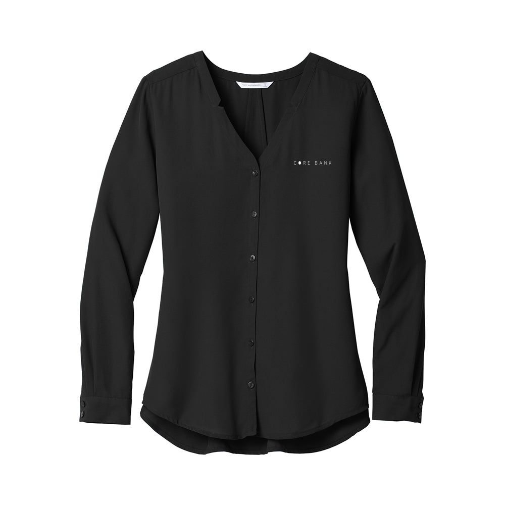 Port Authority Ladies Long Sleeve Button-Front Blouse