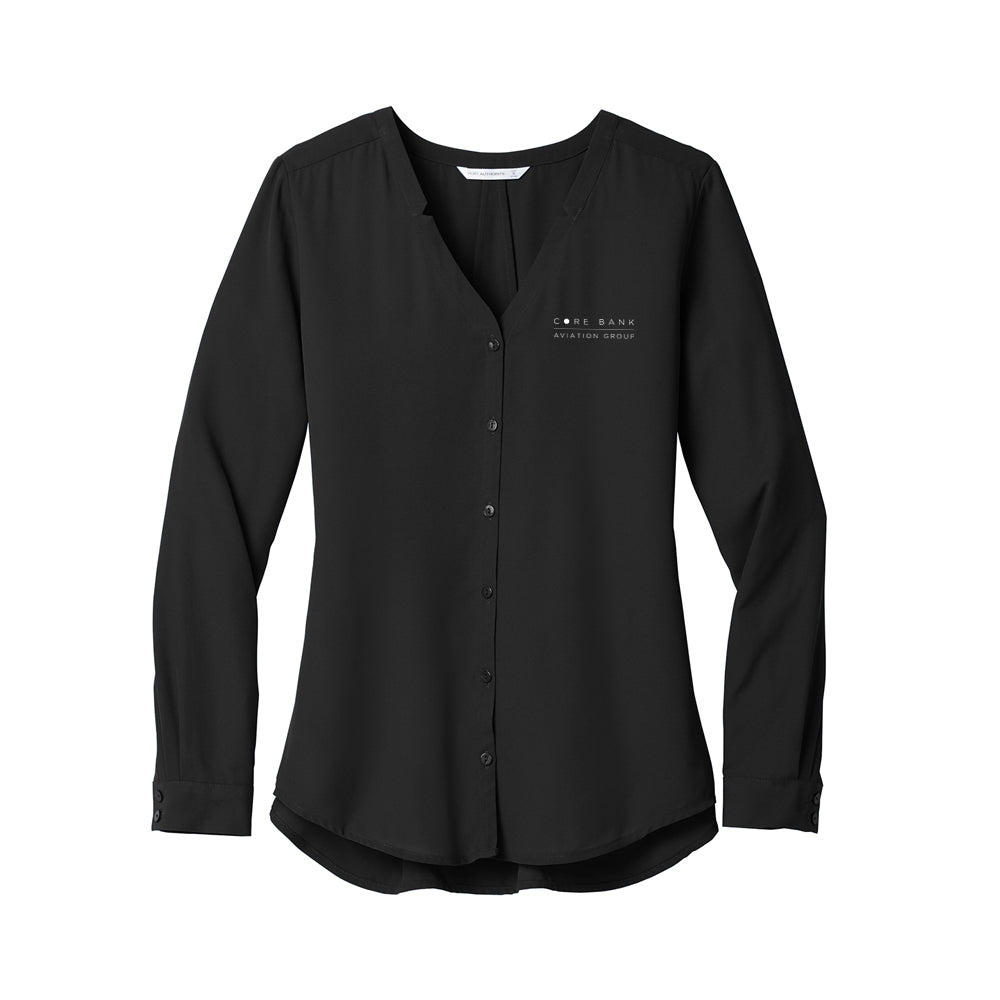 Port Authority Ladies Long Sleeve Button-Front Blouse