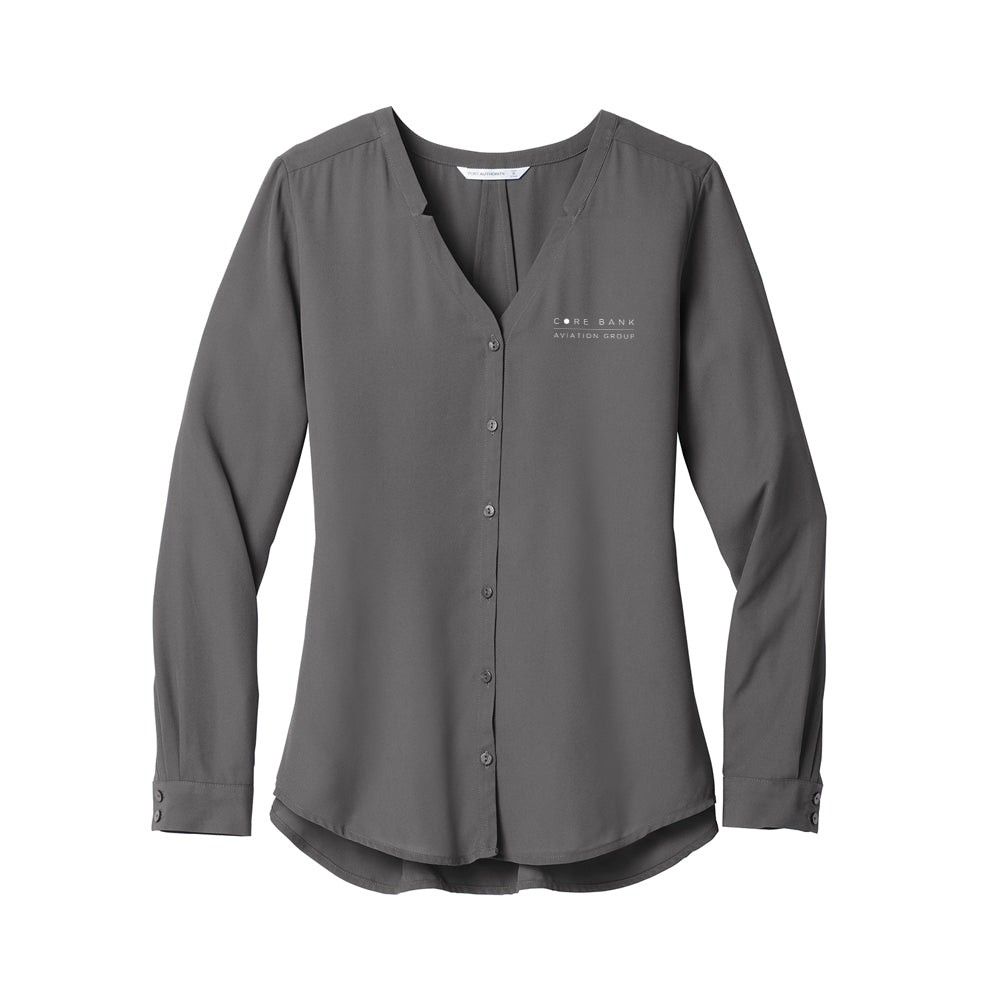 Port Authority Ladies Long Sleeve Button-Front Blouse